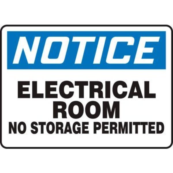 Accuform Accuform Notice Sign, Electrical Room No Storage Permitted, 10inW x 7inH, Adhesive Vinyl MELC801VS